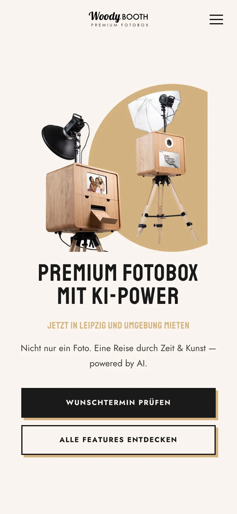 WoodyBooth: mobile Ansicht 1