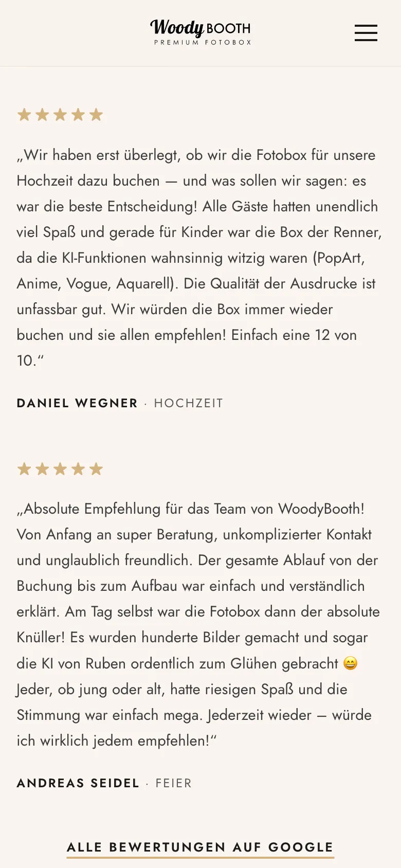 WoodyBooth: mobile Ansicht 3