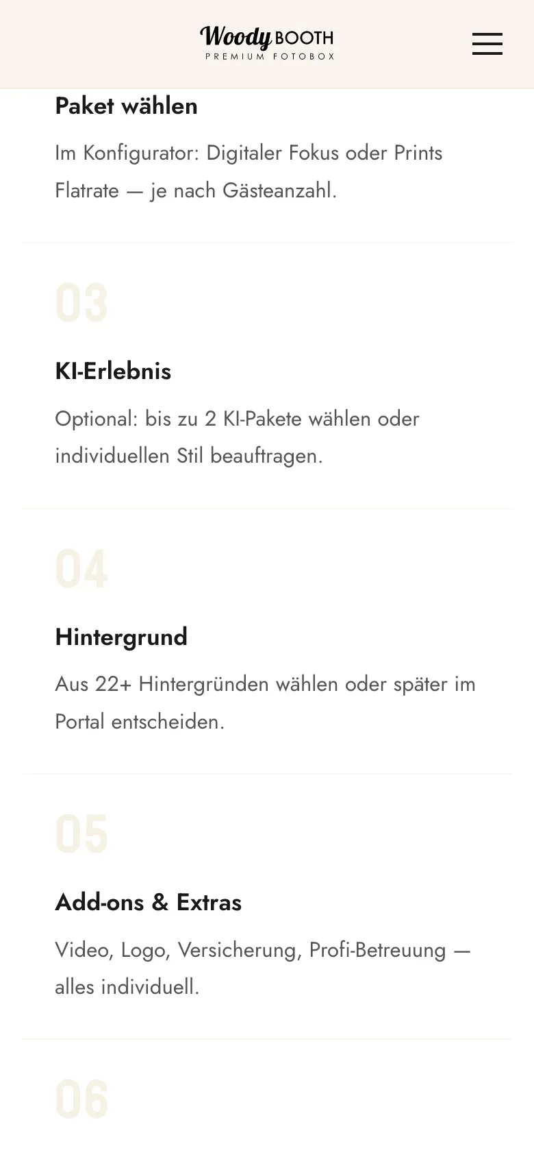 WoodyBooth: mobile Ansicht 4